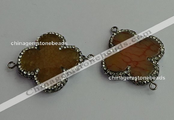 NGC6539 35*35mm flower agate gemstone connectors wholesale