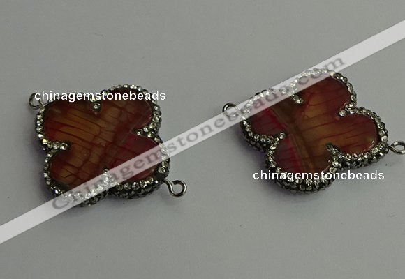 NGC6541 35*35mm flower agate gemstone connectors wholesale