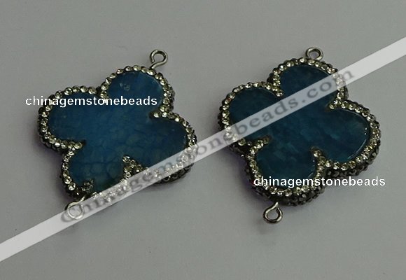 NGC6542 35*35mm flower agate gemstone connectors wholesale