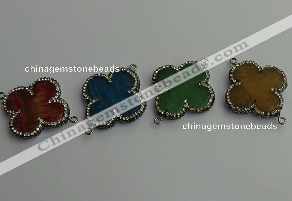 NGC6545 35*35mm flower agate gemstone connectors wholesale