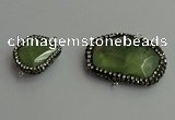 NGC6548 18*25mm - 25*30mm freeform green rutilated quartz connectors