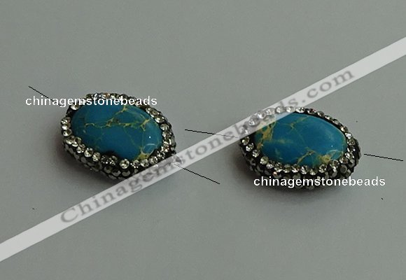NGC6559 16*20mm oval sea sediment jasper connectors wholesale