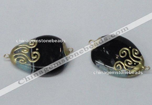 NGC657 20*30mm - 30*40mm freeform druzy agate connectors wholesale