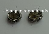 NGC6580 18mm - 20mm flat round smoky quartz connectors wholesale