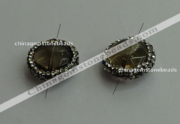 NGC6580 18mm - 20mm flat round smoky quartz connectors wholesale