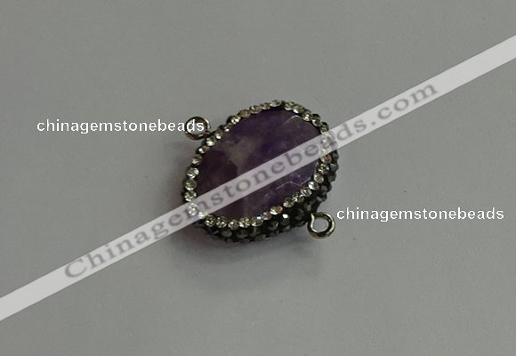 NGC6654 18*25mm faceted freeform amethyst connectors