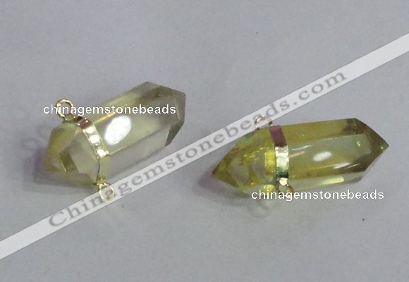 NGC666 10*35mm - 15*40mm faceted nuggets lemon quartz connectors