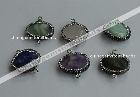 NGC6665 18*25mm faceted freeform mixed gemstone connectors