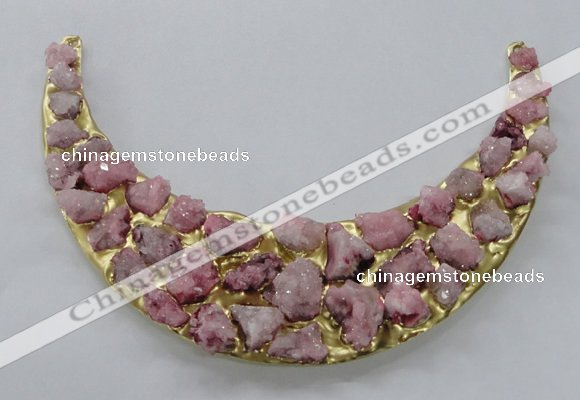 NGC671 80*120mm moon shaped druzy agate gemstone connectors