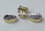 NGC687 15*28mm - 20*30mm freeform druzy amethyst connectors