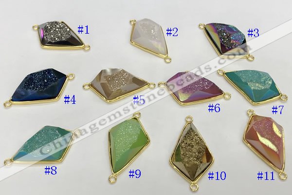 NGC7001 18*25mm faceted plated druzy agate connectors