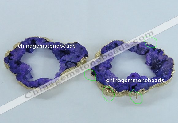 NGC702 45*75mm - 60*70mm freeform druzy agate connectors