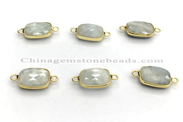 NGC7025 11*15mm faceted rectangle moonstone connectors
