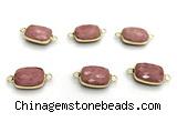 NGC7028 11*15mm faceted rectangle pink wooden jasper connectors