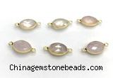 NGC7035 11*15mm faceted oval rose quartz connectors