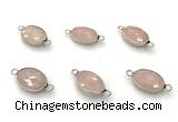 NGC7047 11*15mm faceted oval rose quartz connectors