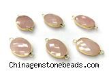 NGC7050 17*22mm faceted oval rose quartz connectors