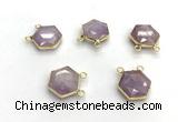 NGC7066 16mm faceted hexagon amethyst connectors