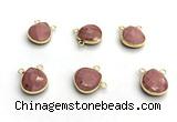 NGC7069 14mm faceted flat teardrop pink wooden jasper connectors