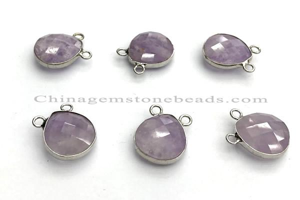 NGC7073 14mm faceted flat teardrop amethyst connectors