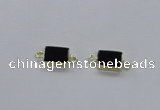 NGC715 10*14mm rectangle black agate connectors wholesale