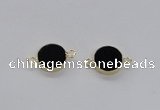 NGC719 16mm coin black agate gemstone connectors wholesale