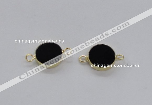 NGC719 16mm coin black agate gemstone connectors wholesale