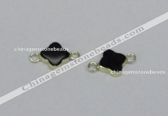 NGC721 14mm flower black agate gemstone connectors wholesale