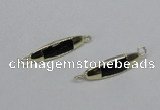 NGC724 8*20mm trihedron black agate connectors wholesale