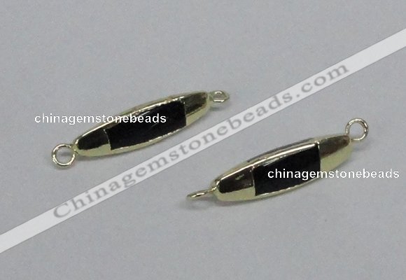 NGC724 8*20mm trihedron black agate connectors wholesale