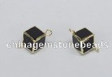 NGC726 12*12mm cube black agate connectors wholesale