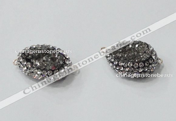 NGC733 16*22mm - 18*25mm freeform plated druzy agate connectors