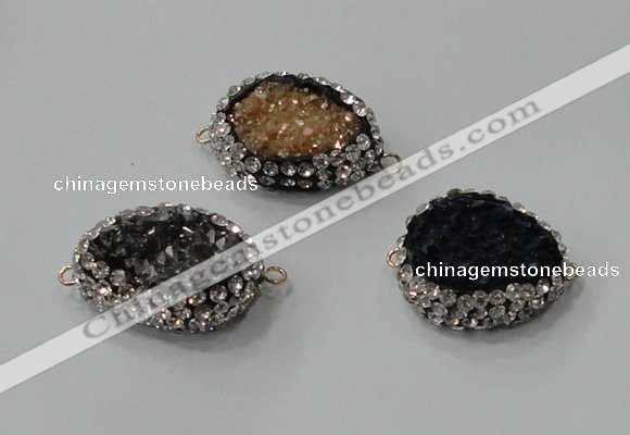 NGC738 16*22mm - 18*25mm freeform plated druzy agate connectors