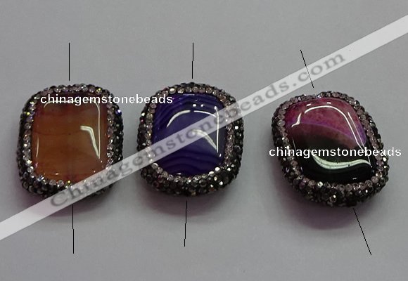 NGC7518 24*30mm rectangle agate connectors wholesale