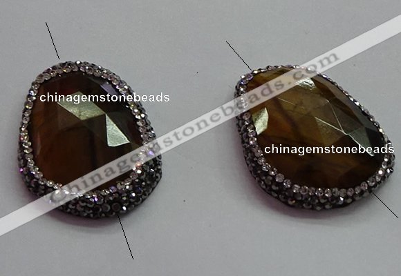 NGC7524 25*35mm - 28*38mm faceted freeform yellow tiger eye connectors