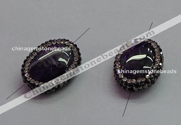 NGC7526 15*20mm - 16*22mm oval amethyst connectors wholesale