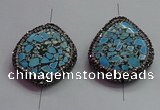 NGC7527 35*40mm - 38*45mm freeform turquoise connectors wholesale