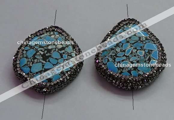 NGC7527 35*40mm - 38*45mm freeform turquoise connectors wholesale