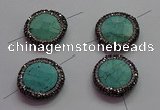 NGC7531 24mm faceted coin turquoise connectors wholesale