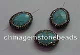 NGC7533 18*22mm - 20*25mm faceted oval turquoise connectors