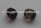 NGC7556 15*20mm egg-shaped smoky quartz connectors wholesale