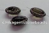 NGC7557 20*30mm - 22*33mm freeform smoky quartz connectors