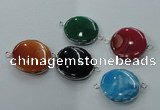 NGC77 25mm - 26mm flat round agate gemstone connectors wholesale