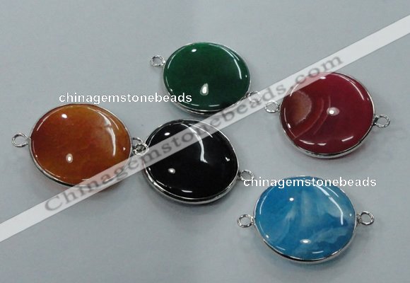 NGC77 25mm - 26mm flat round agate gemstone connectors wholesale