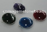 NGC78 30mm flat round agate gemstone connectors wholesale