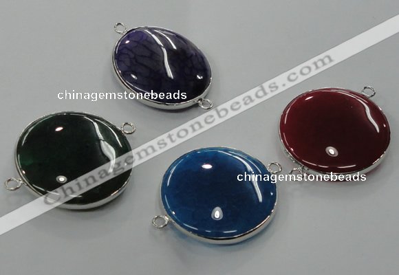 NGC78 30mm flat round agate gemstone connectors wholesale