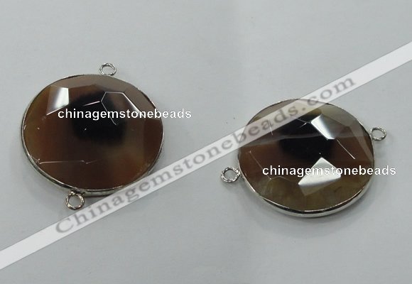 NGC82 31mm flat round agate gemstone connectors wholesale