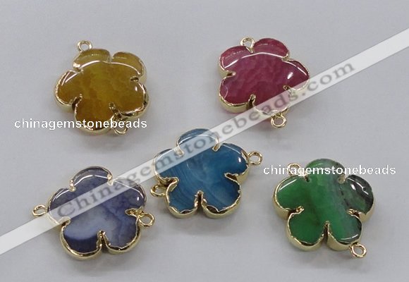 NGC856 28mm - 30mm flower agate gemstone connectors wholesale