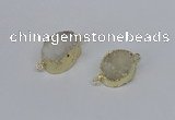 NGC858 15*20mm oval druzy agate gemstone connectors wholesale