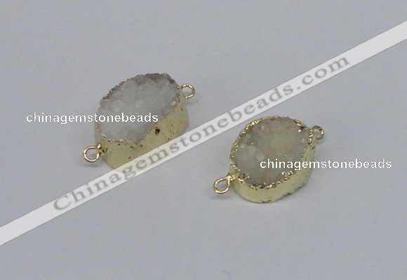 NGC858 15*20mm oval druzy agate gemstone connectors wholesale